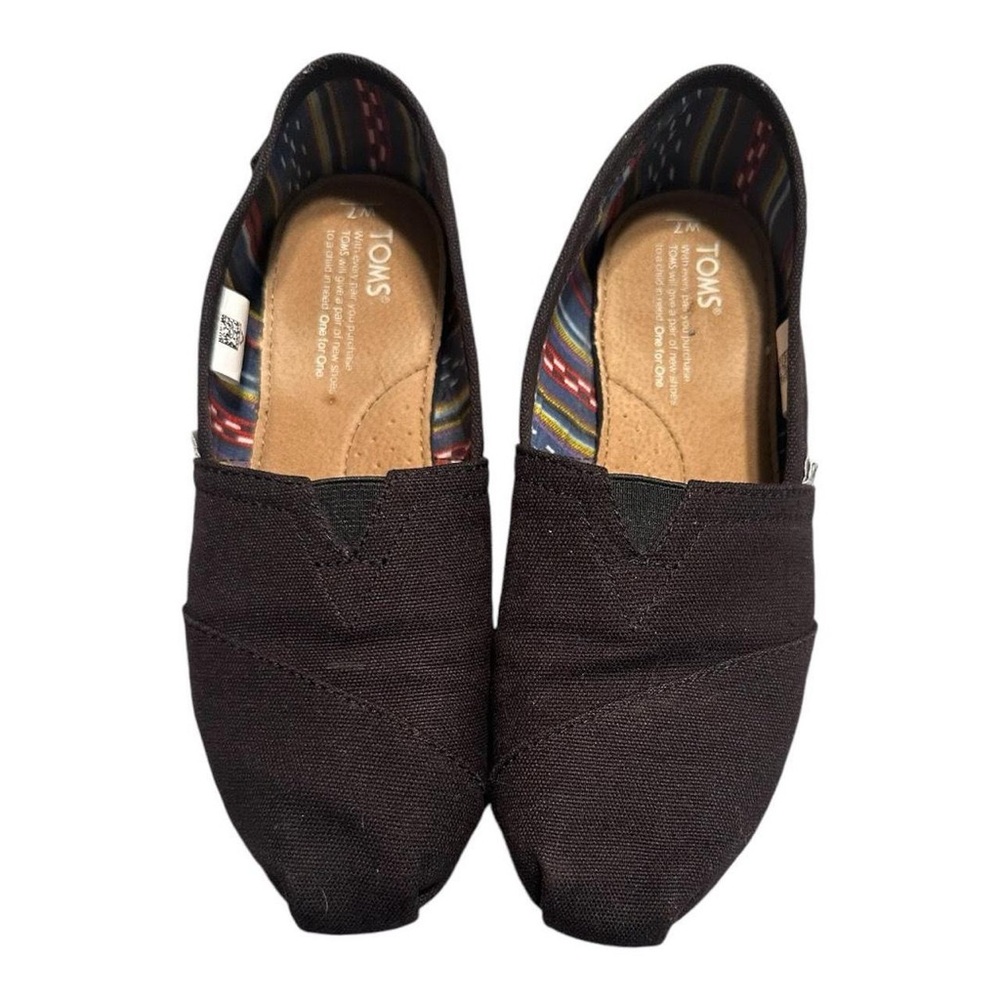 TOMS Black Canvas Slip-On Loafers